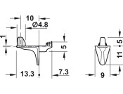 Shelf Support D5mm w Lug Plug ZA NP