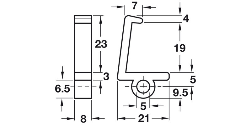 Shelf Retainer D5mm for 282.43.101/905