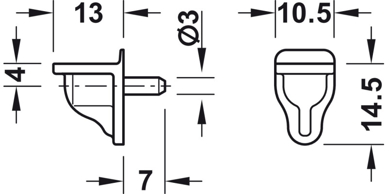 Shelf Support D3mm Plug Galv Trans CLR