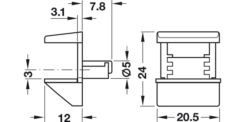 Shelf Clamp Support 6-10mm Plug ZA NP