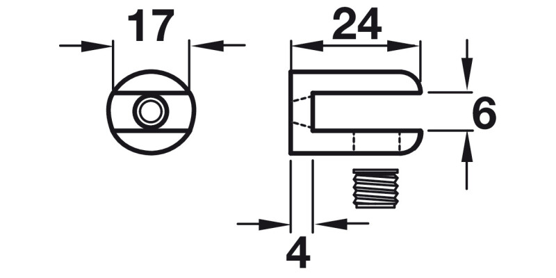Gls Shelf Support 6mm Screw ZA PC
