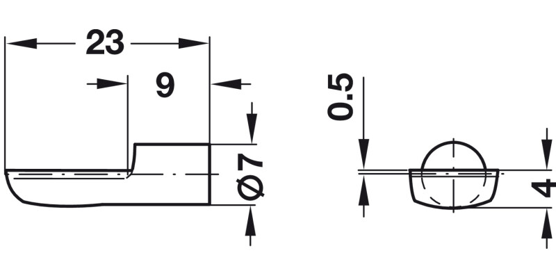 Shelf Support D7mm Spoon Plug St NP