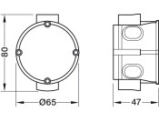 Wall Box Flush Mount D65x63mm Pl Blk