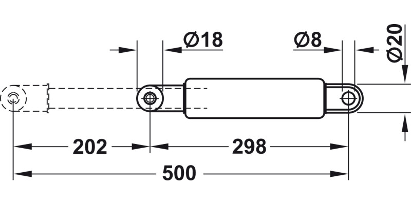 Gas Piston Bed Weight 60kg Force 600N