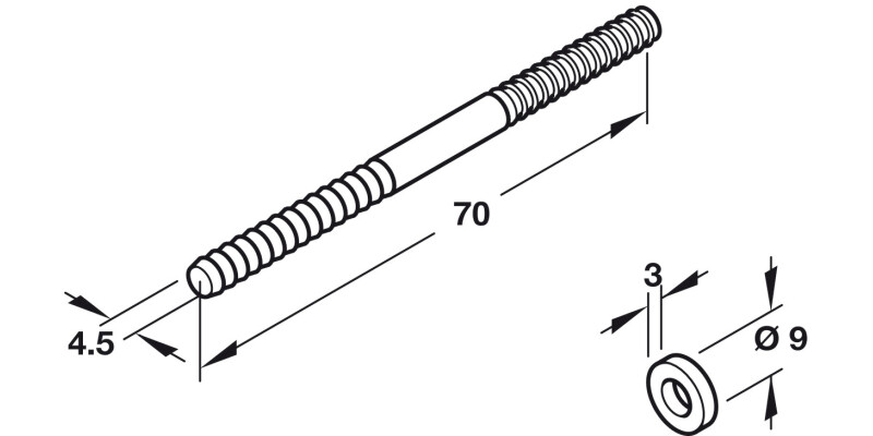 Door Panel Con.Bolt Washer D9x3mm Pl Wht