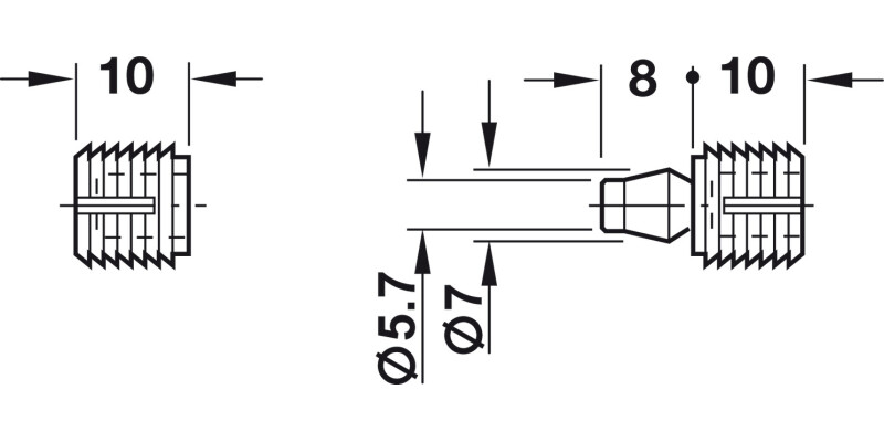 Dowel Connector 2Pt Plug-In Nyl Nat Col