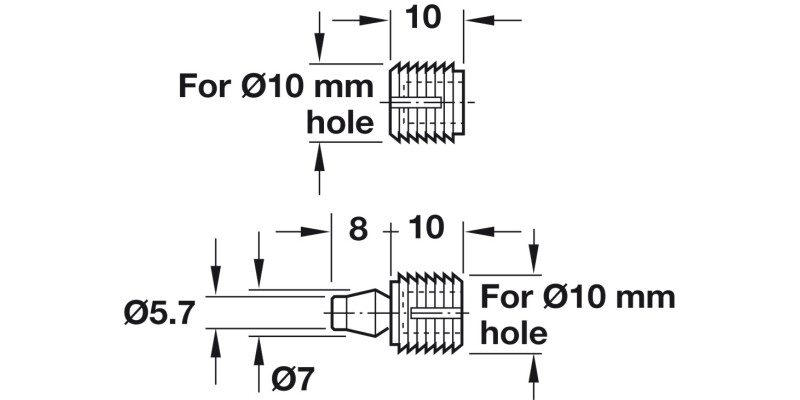 Dowel Connector 2Pt Plug-In Nyl Nat Col