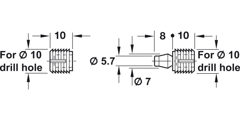 Dowel Connector 2Pt Plug-In Nyl Nat Col
