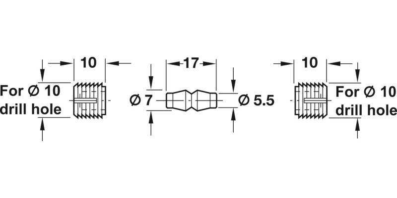 Dowel Connector 2Pt Plug-In Nyl Nat Col