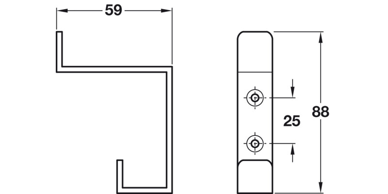 Hat+Coat Hook 59x88mm 316 SSS