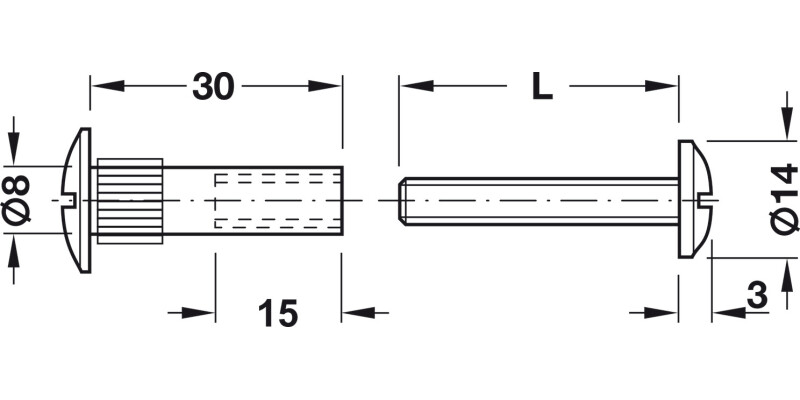 Connecting Screw M6x65-76mm St NP