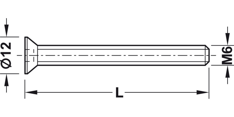Connecting Bolt Csk SW4 M6x70mm St NP
