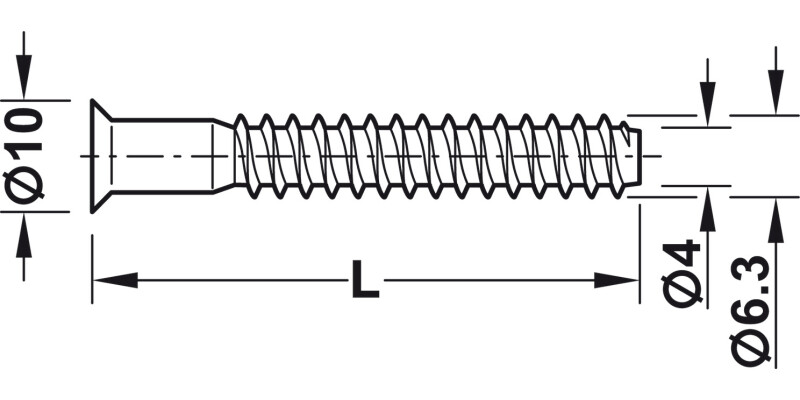 Confirmat Scr D10x70mm D5.0mm SW4 St Blk