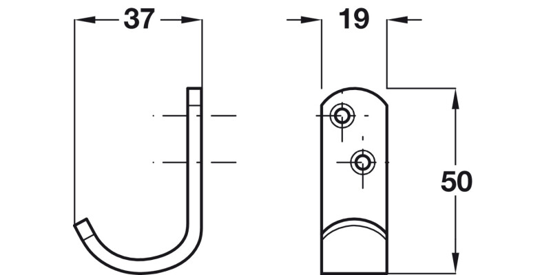 Coat Hook 50x19x37mm SAA