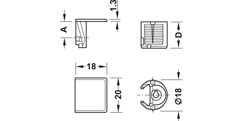 Tab Shelf Connector 16mm Screw ZA NP