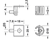 Tab 18 Shelf Connector 16mm Plug ZA NP