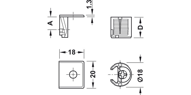 Tab 18 Shelf Connector 19mm Screw ZA NP