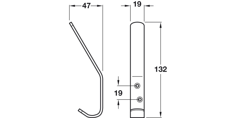 Hat+Coat Hook 132x47x19mm SAA