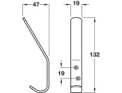 Hat+Coat Hook 132x47x19mm SAA