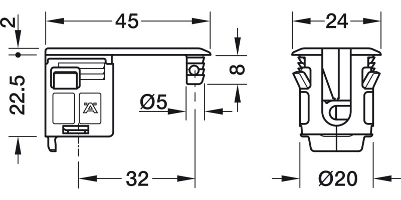 Rafix 20 HC Conn Housing 32mm Pl Black