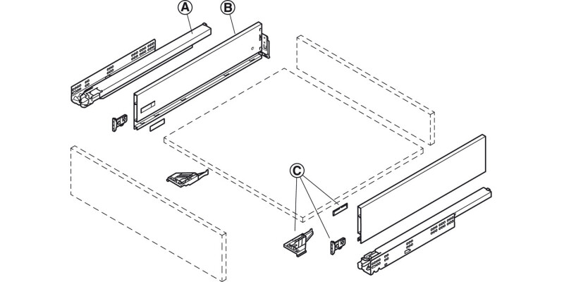 Drawer Sides, 121 mm High, Steel, Vionaro