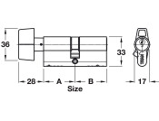 Euro Cylinder+Turn 5 Pin 35x35mm NP KA