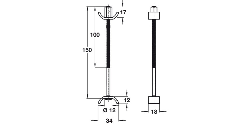 Worktop Connect Bolt D35/M6x150mm St Glv