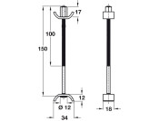 Worktop Connect Bolt D35/M6x150mm St Glv