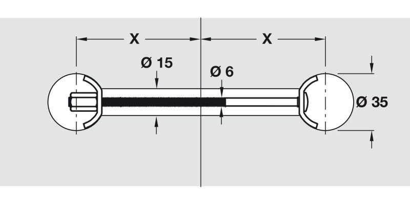 Worktop Connect Bolt D35/M6x150mm St Glv