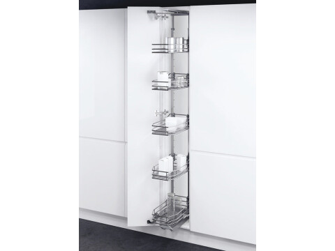 Swing Out Larder Unit, For Cabinet Width 300-400 mm, Classic Linear Silver Baske