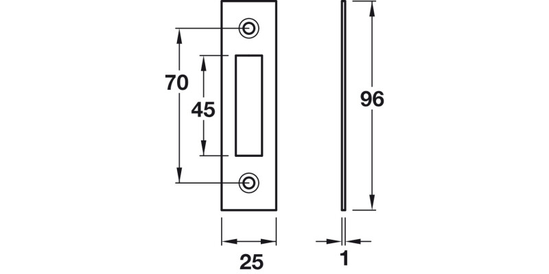 Narrow Mortice Deadlock Strike Plate SSS