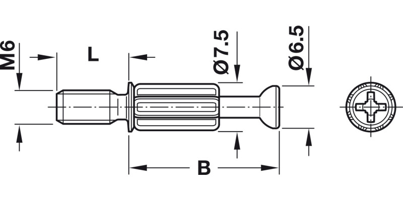 Minifix S200 Con Bolt M6/34mm St Bright