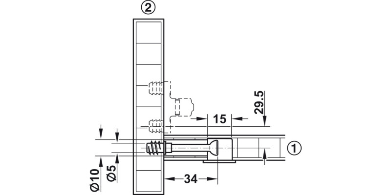 Minifix M100 Con Bolt 5/24mm St Bright