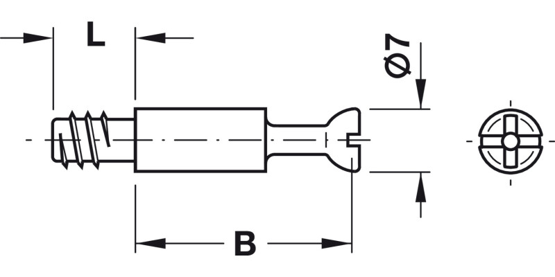 Minifix S100 Con Bolt 15/24mm St Bright
