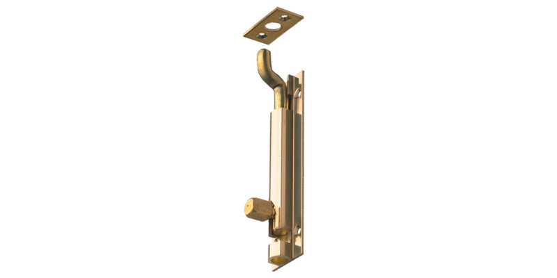 Barrel Bolt, Straight or Cranked Neck, Width 25 mm, Brass