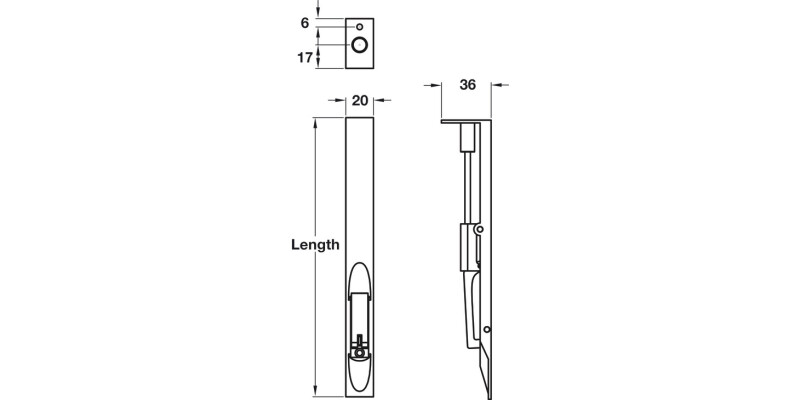 Lvr Act Flushbolt 202x20x36mm SS SSS