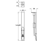 Lvr Act Flushbolt 202x20x36mm SS SSS