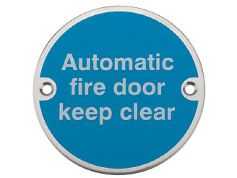 Fire Door Mandatory Sign, &Oslash; 76 x 1.5 mm Thick