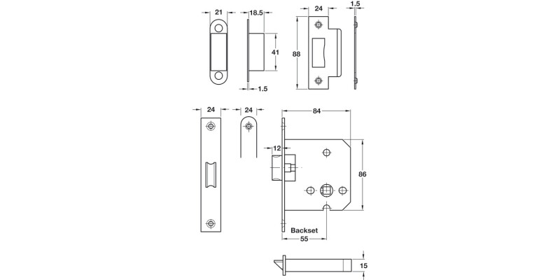 Startec DIN Mort Latch 55/84mm SSS