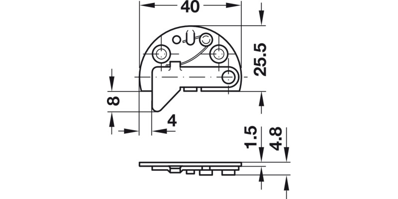 Drawer Catch 40x25.5mm RH SNP