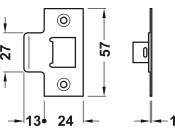 Tubular Mortice Latch BT 57/79mm NP