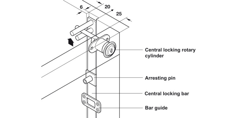 Central Locking Bar 800mm Bright Alu
