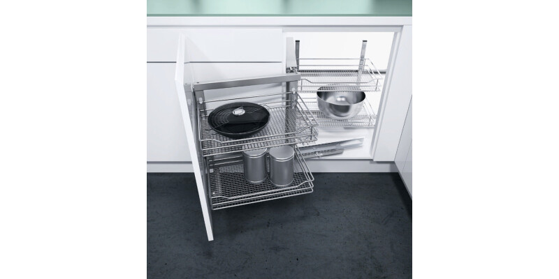 Swing Out Corner Storage, Saphir Mesh Chrome Wire Baskets, Vauth-Sagel VS COR Fo