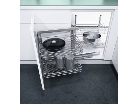 Swing Out Corner Storage, Saphir Mesh Chrome Wire Baskets, Vauth-Sagel VS COR Fo
