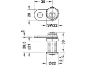 Cylinder Cam Lock 21mm PNP Dif Dir.B