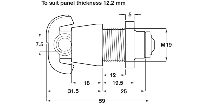 Padlockable Cam Lock 6.5mm Brt Nickel
