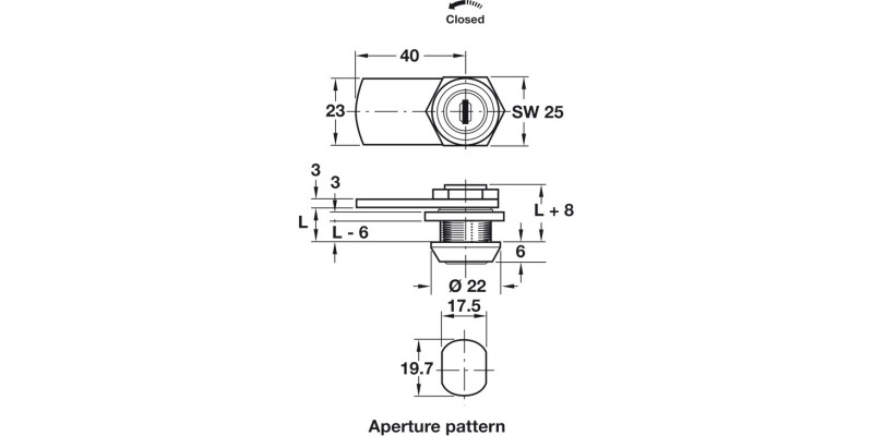 Cylinder Cam Lock 32.5mm PCP FH1 Dir.1