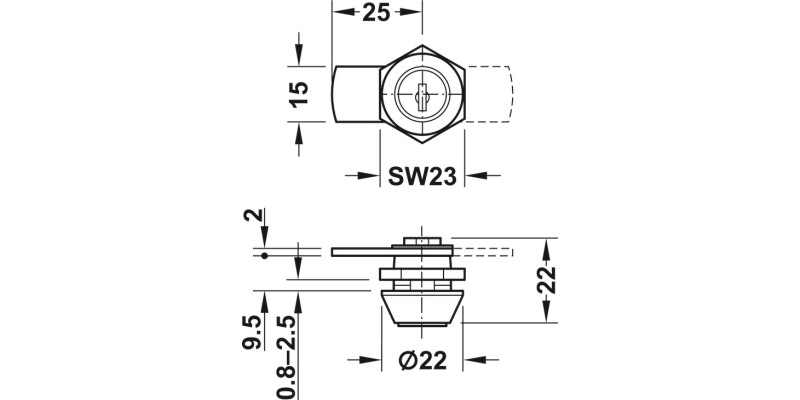 Cylinder Cam Lock 22mm 60-001 Dir.B