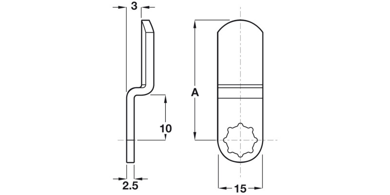 3mm Cranked Cam 50x15x2.5mm St Galv