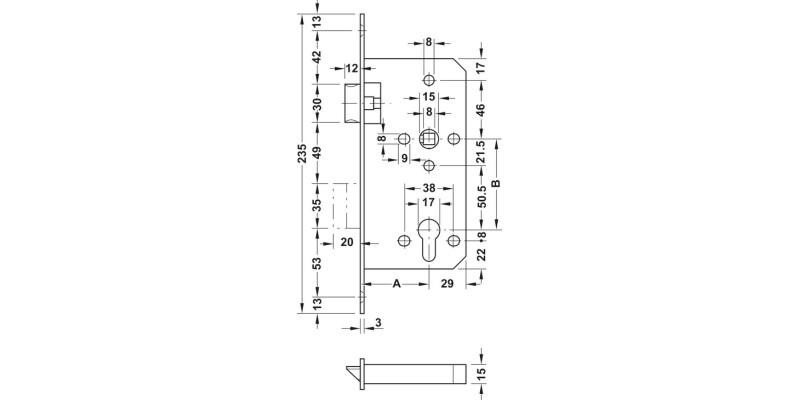 Startec Mort P.Cyl Lock Sqr 55/84mm SSS